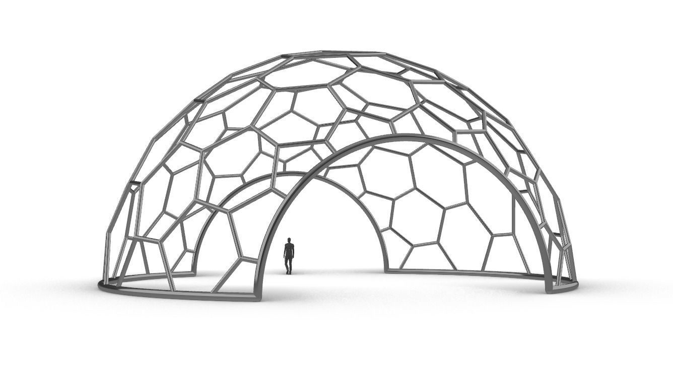 Hexagonal Dome structure Geodesic Like Wireframe Design V2 3D model_20