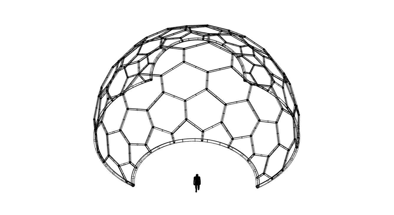 Hexagonal Dome structure Geodesic Like Wireframe Design V2 3D model_50