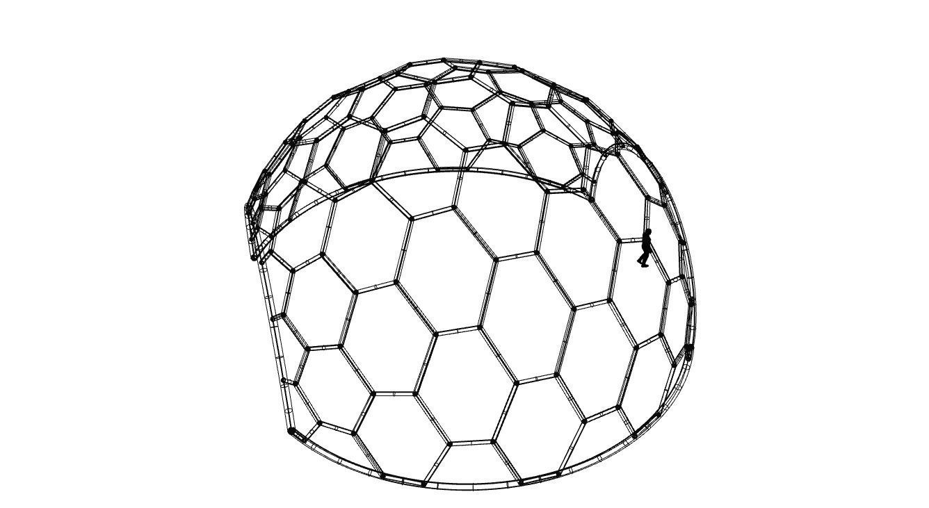 Hexagonal Dome structure Geodesic Like Wireframe Design V2 3D model_49