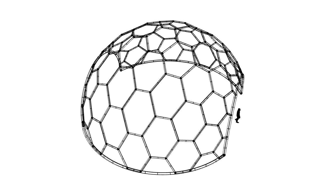 Hexagonal Dome structure Geodesic Like Wireframe Design V2 3D model_52