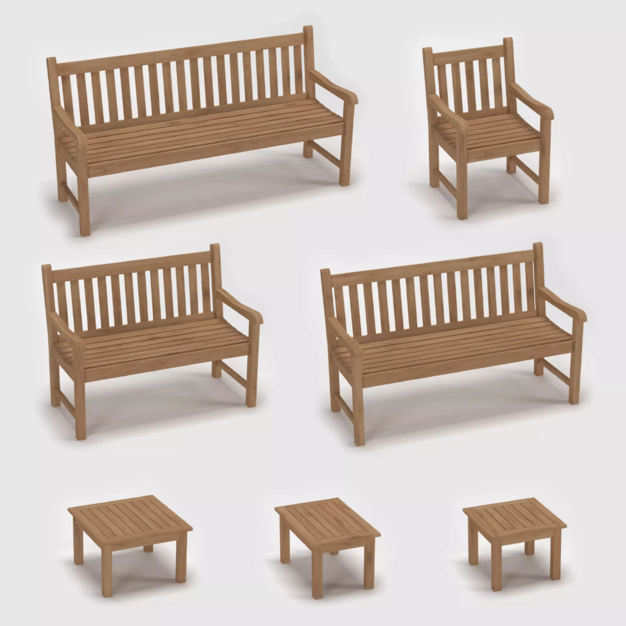 Garden furniture Collection Low-poly 3D model
