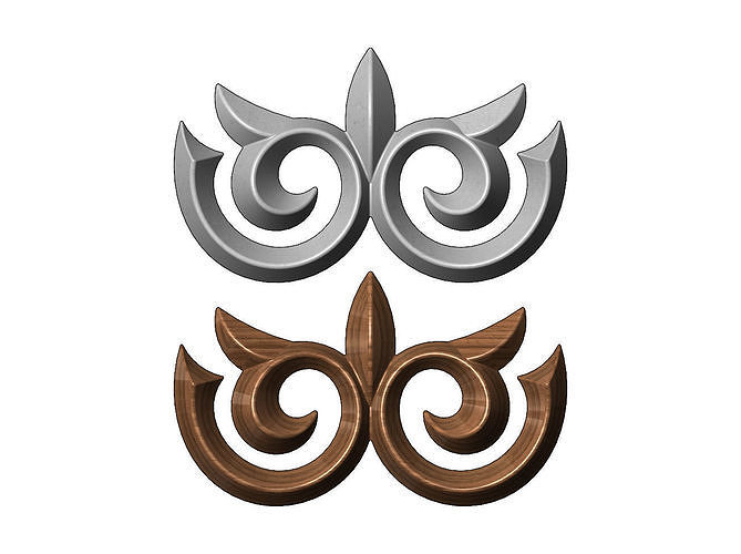 Floral decoration onlay and relief 3D print model