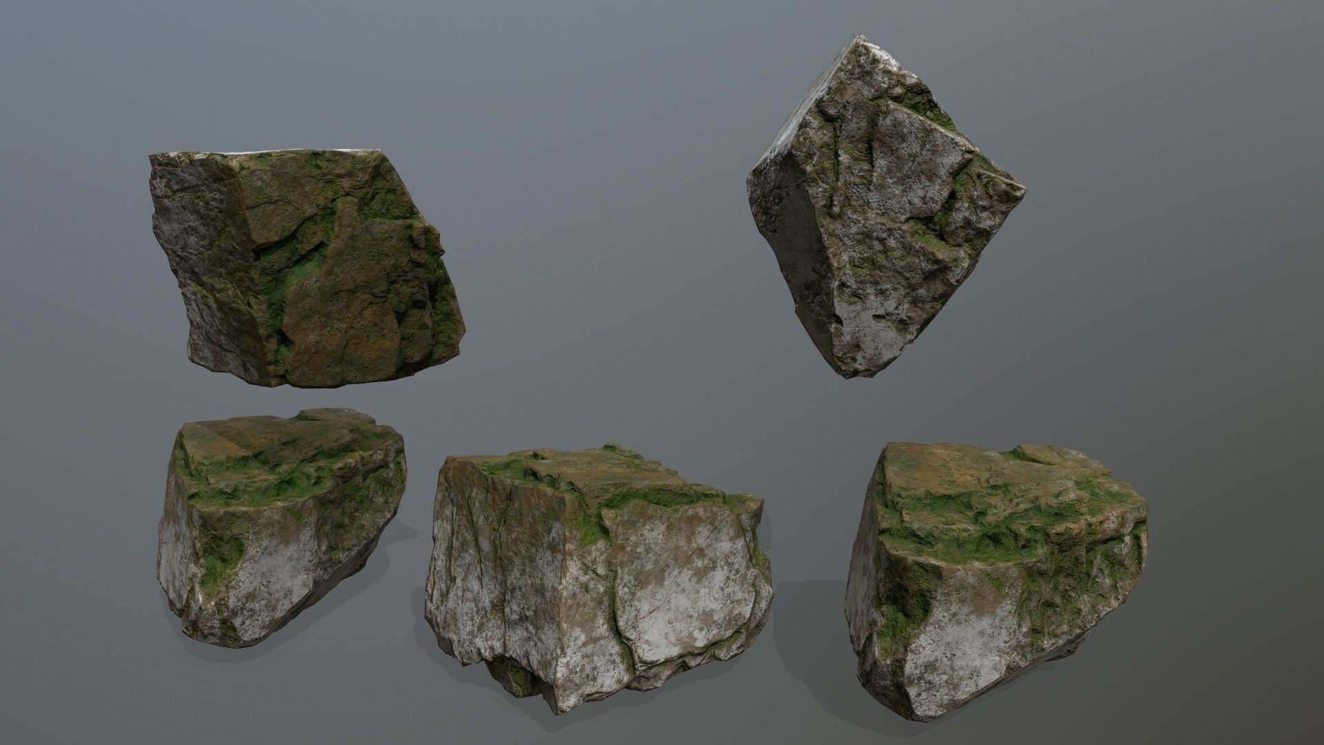 rock set mountain of rocks Low-poly 3D model_4