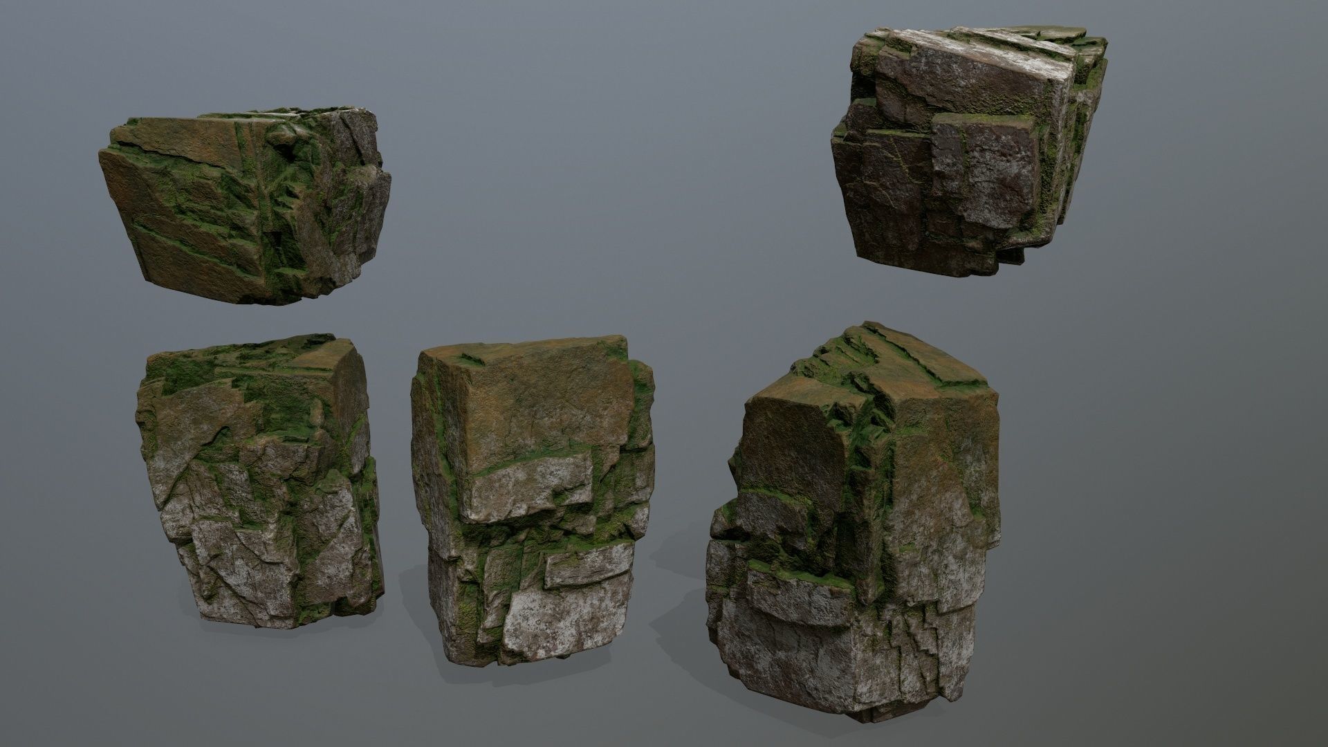 rock set mountain of rocks Low-poly 3D model_2