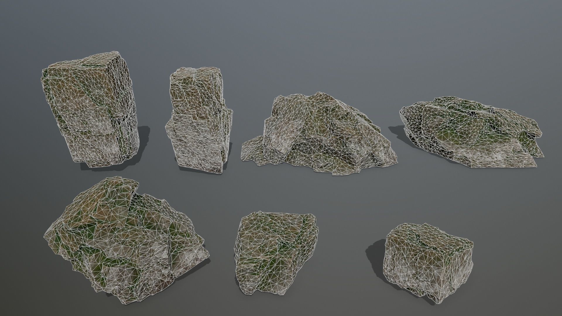 rock set mountain of rocks Low-poly 3D model_9