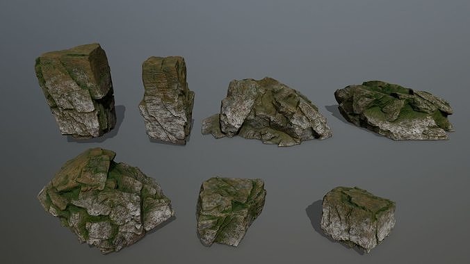 rock set mountain of rocks Low-poly 3D model