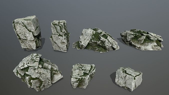rock set group of rocks Low-poly 3D model