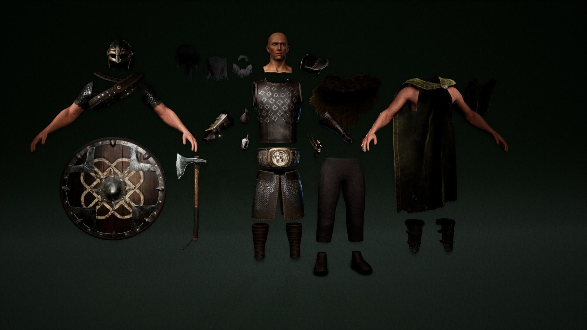 Viking warrior Low-poly 3D model_14