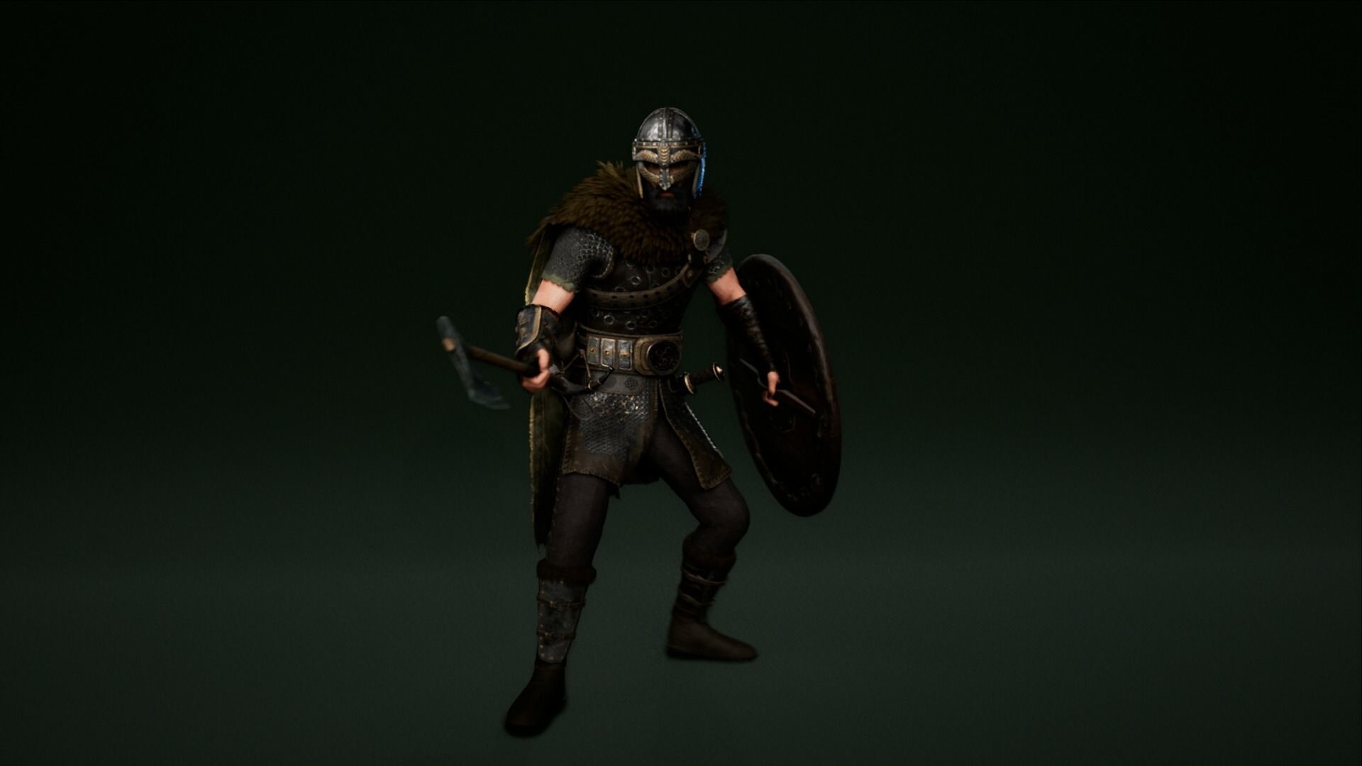 Viking warrior Low-poly 3D model_9