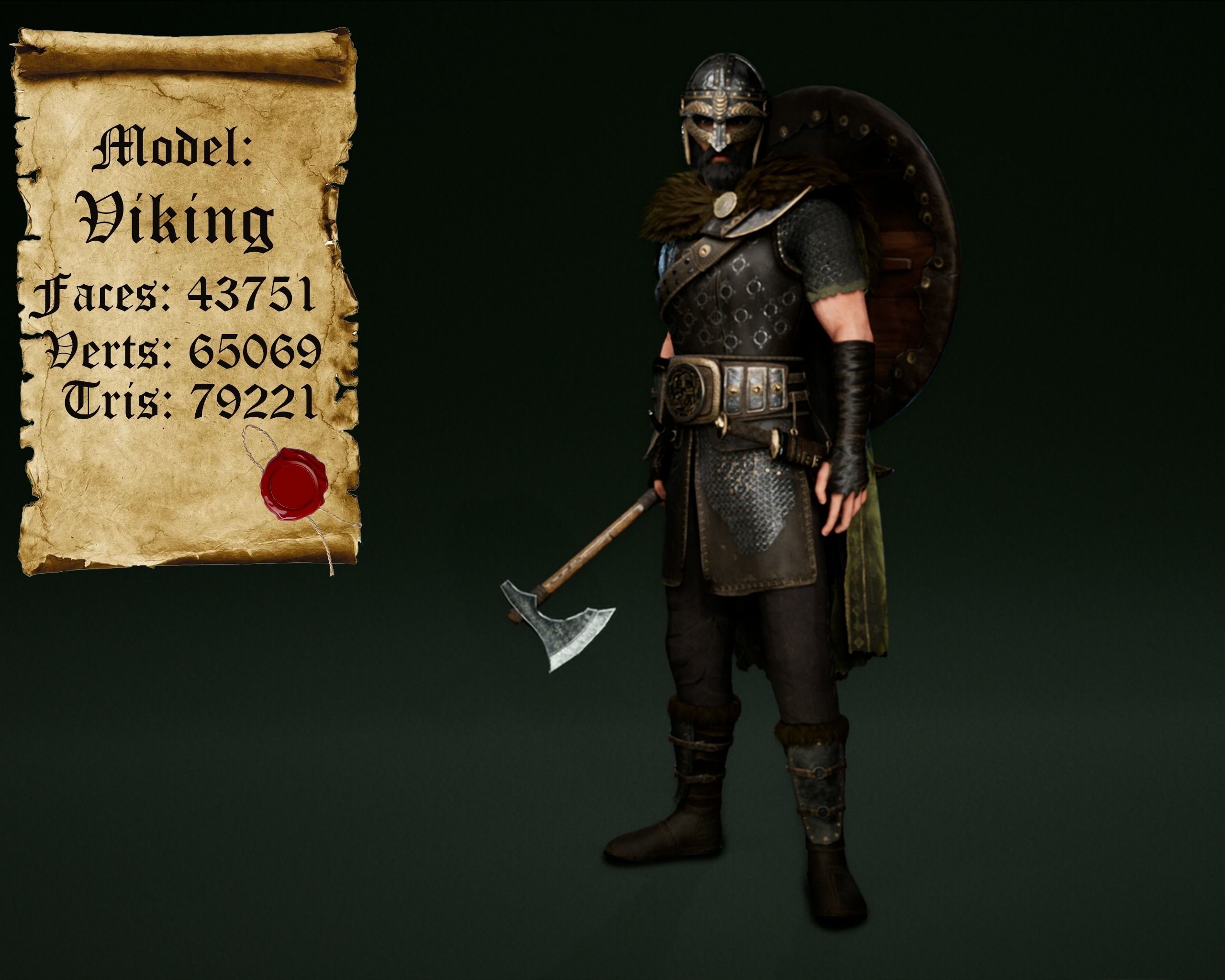 Viking warrior Low-poly 3D model_2