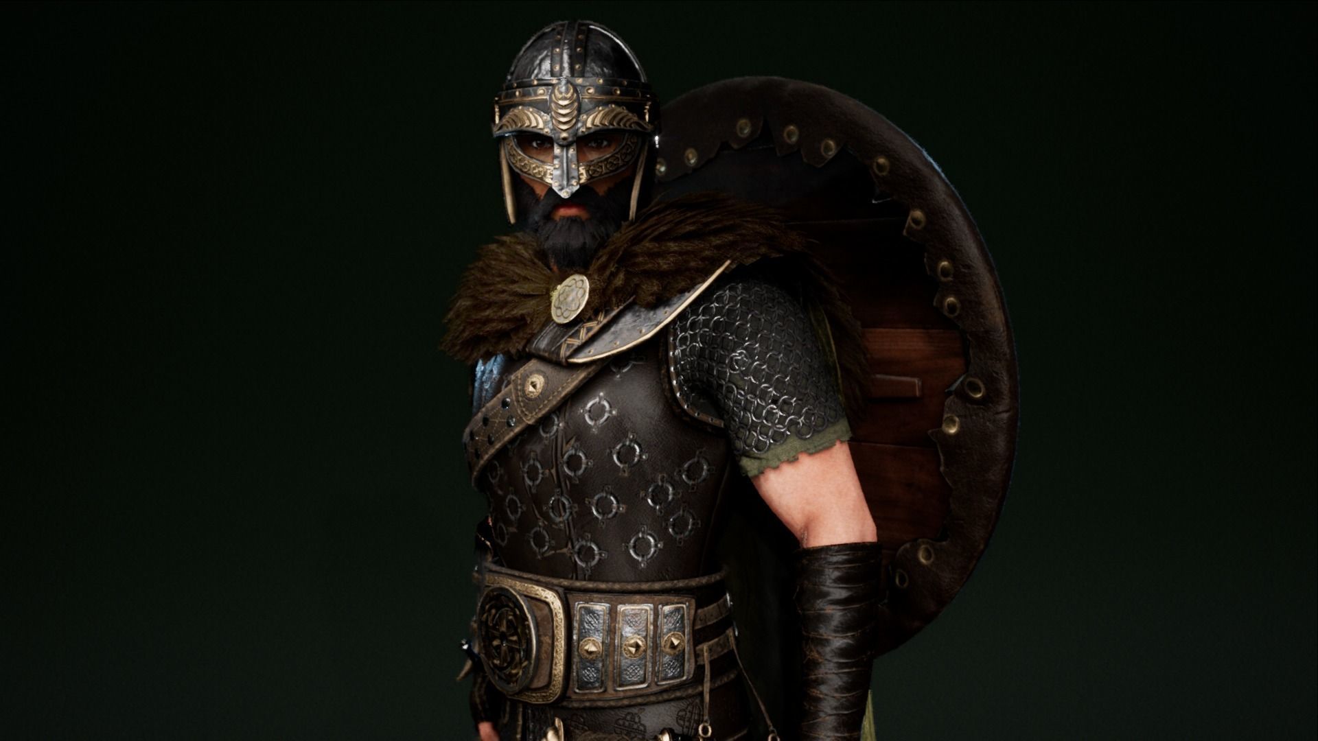 Viking warrior Low-poly 3D model_4