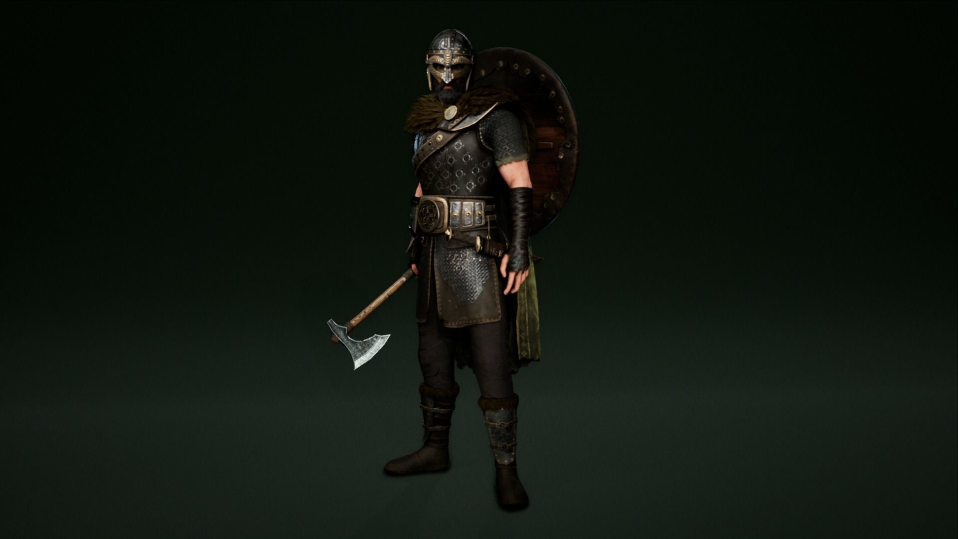 Viking warrior Low-poly 3D model_7