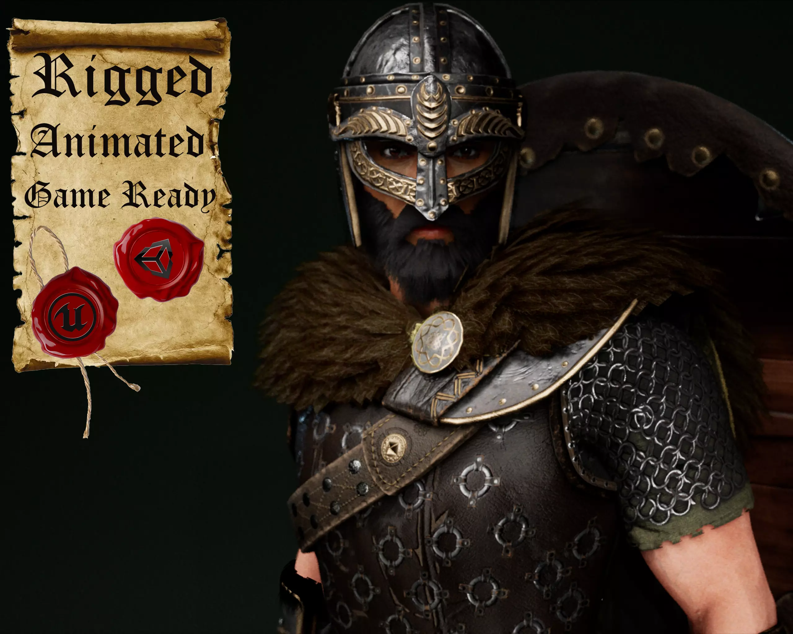 Viking warrior Low-poly 3D model_0