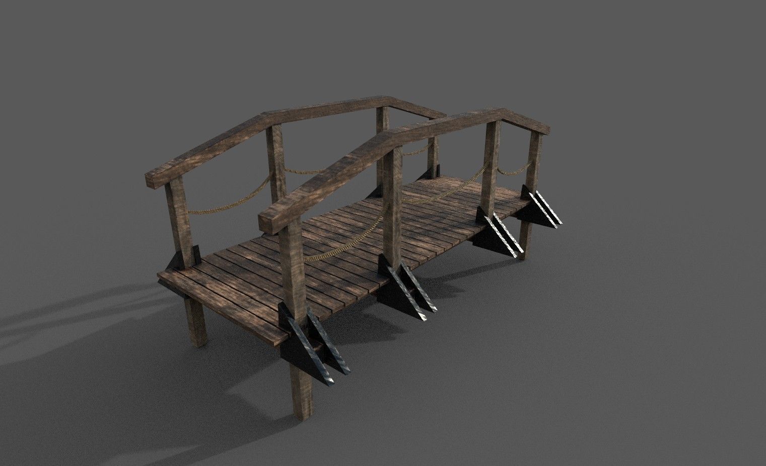 Wooden Bridge cartoon model Low-poly 3D model_5