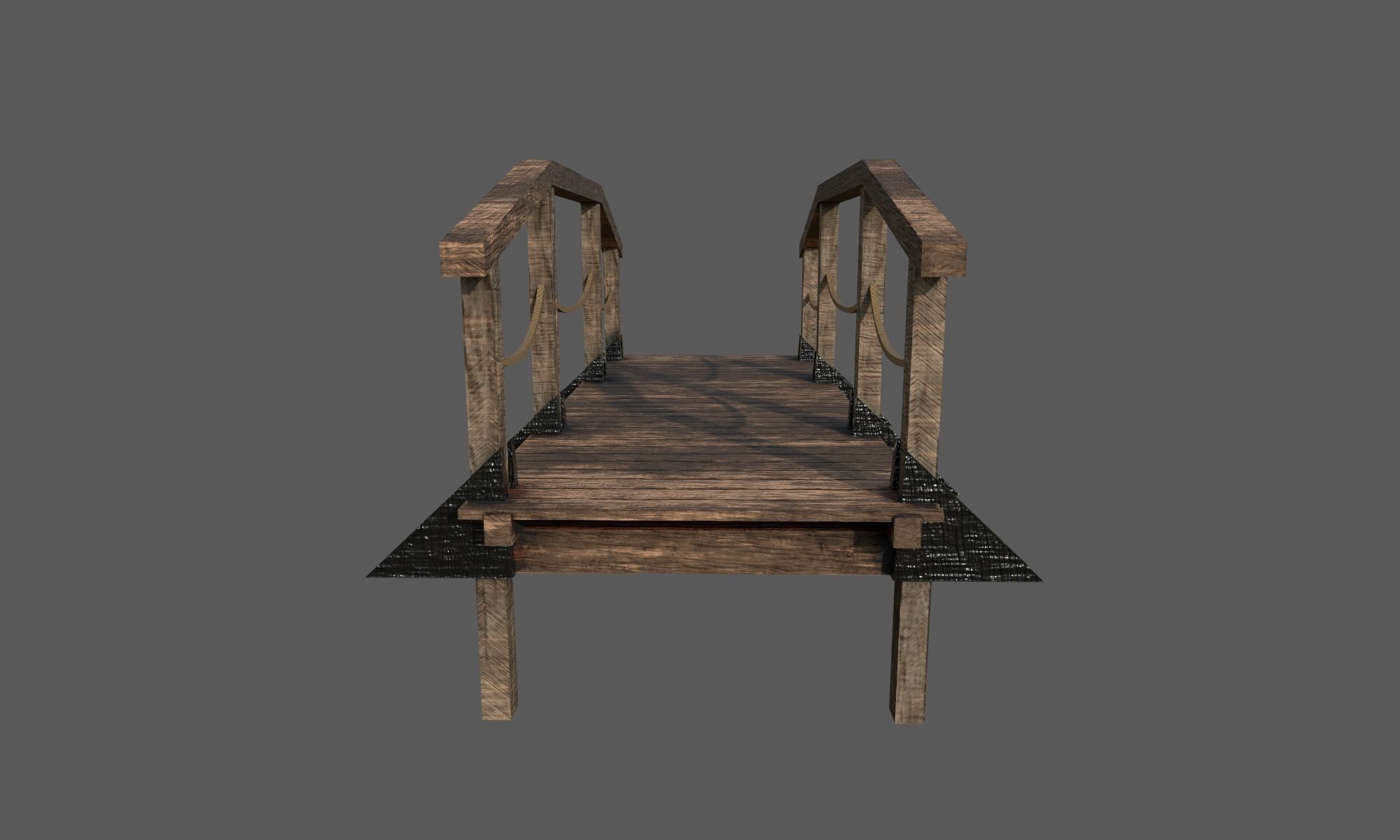Wooden Bridge cartoon model Low-poly 3D model_3