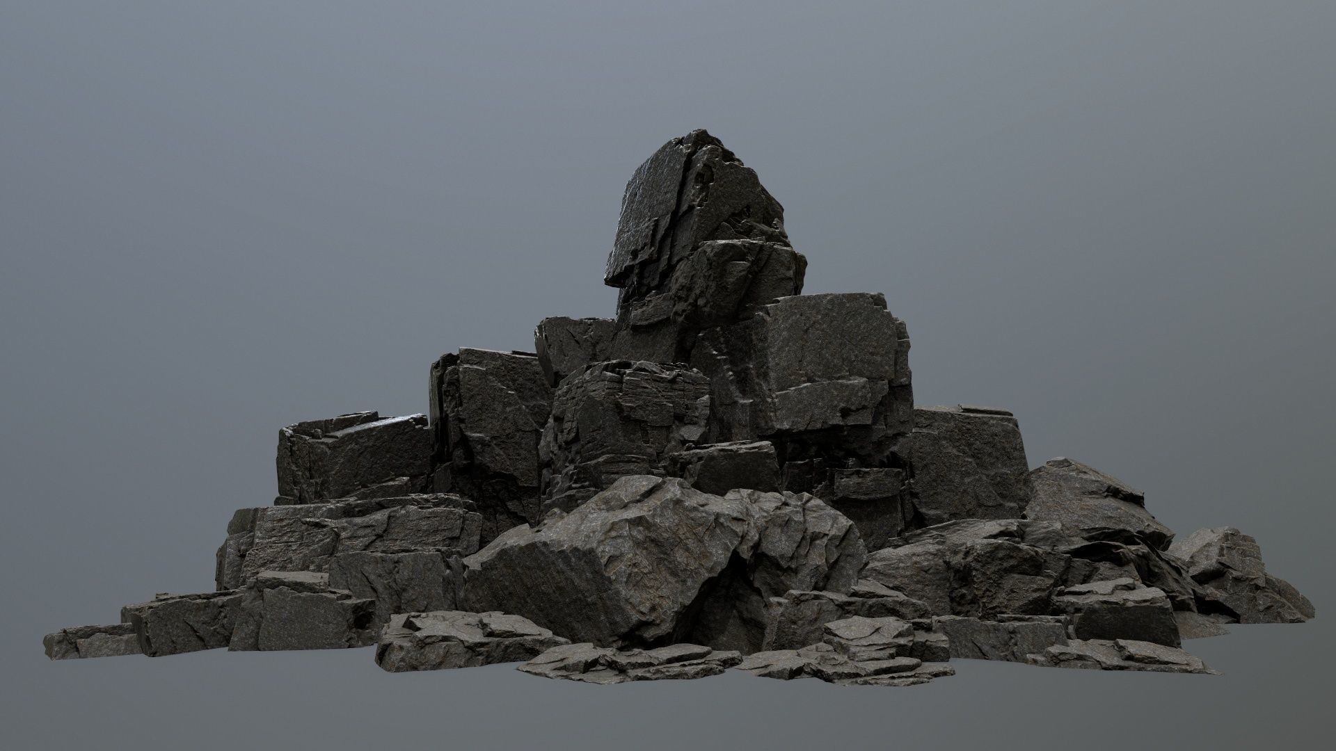 cliff rock set  Low-poly 3D model_1