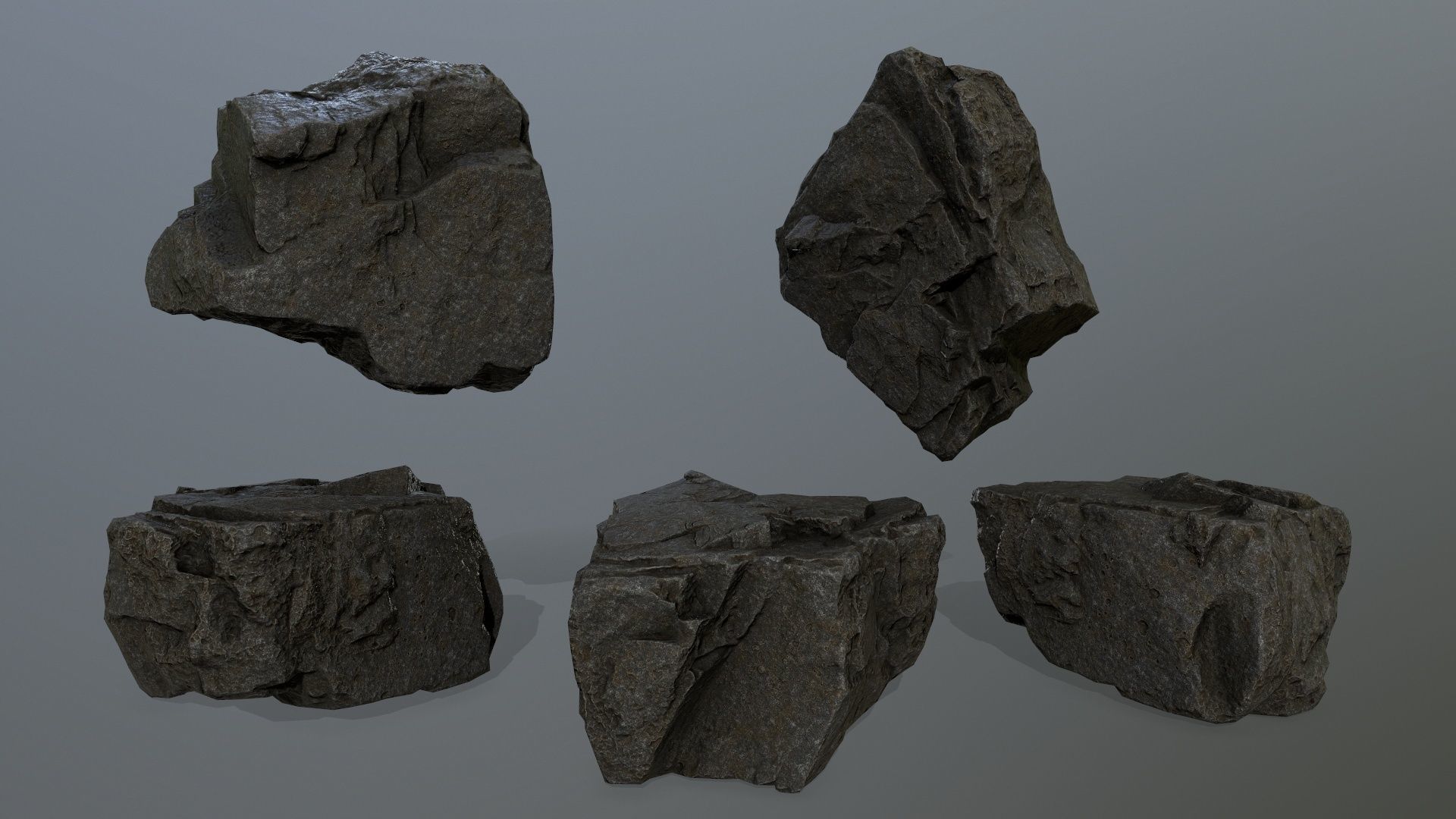 cliff rock set  Low-poly 3D model_12