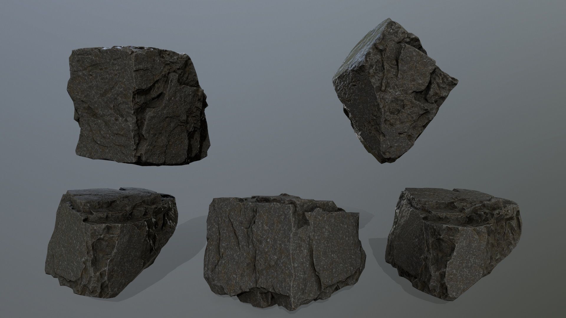 cliff rock set  Low-poly 3D model_11