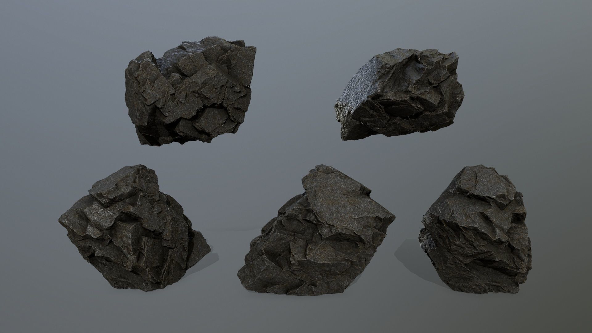 cliff rock set  Low-poly 3D model_10