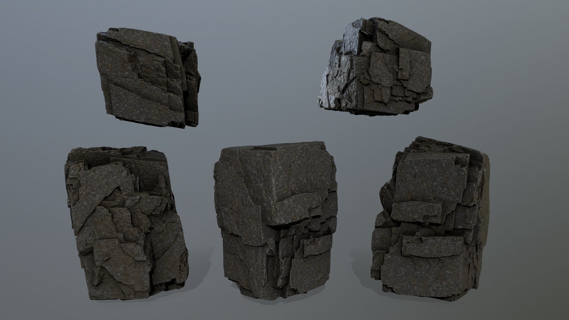 cliff rock set  Low-poly 3D model_9