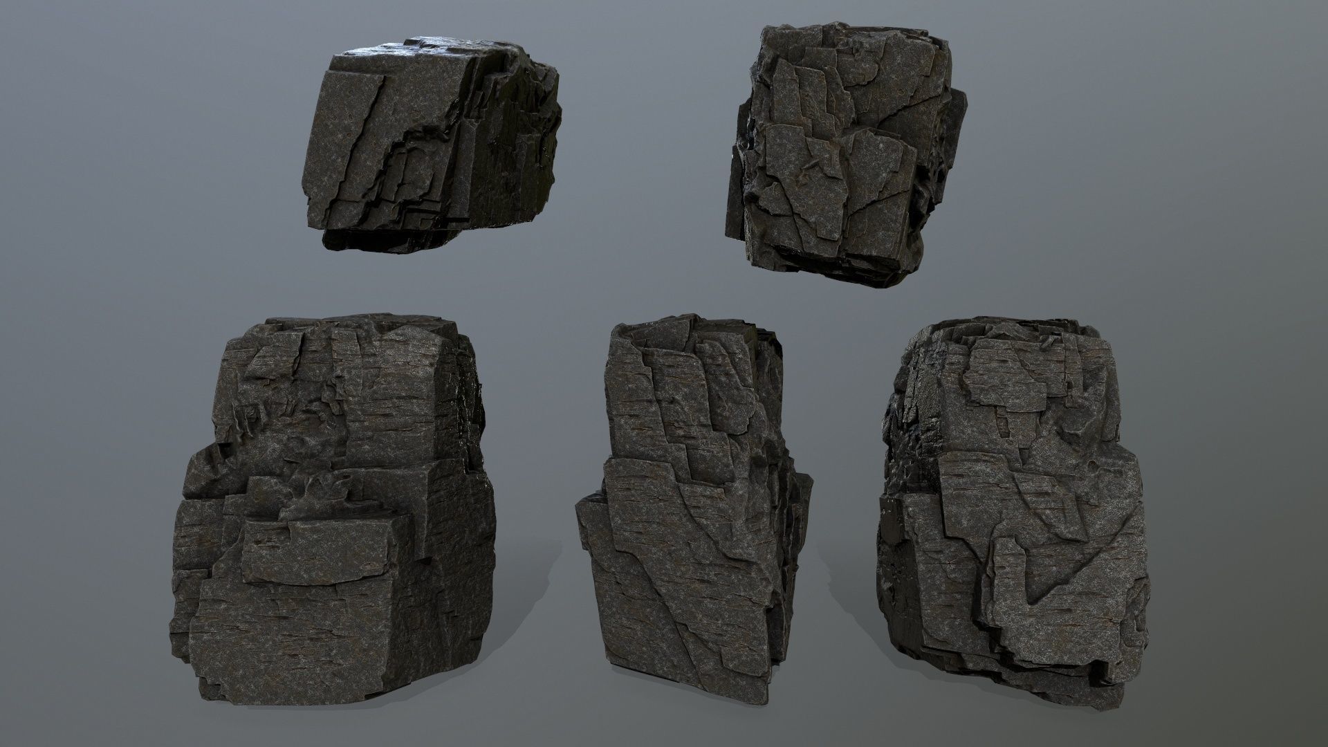 cliff rock set  Low-poly 3D model_13