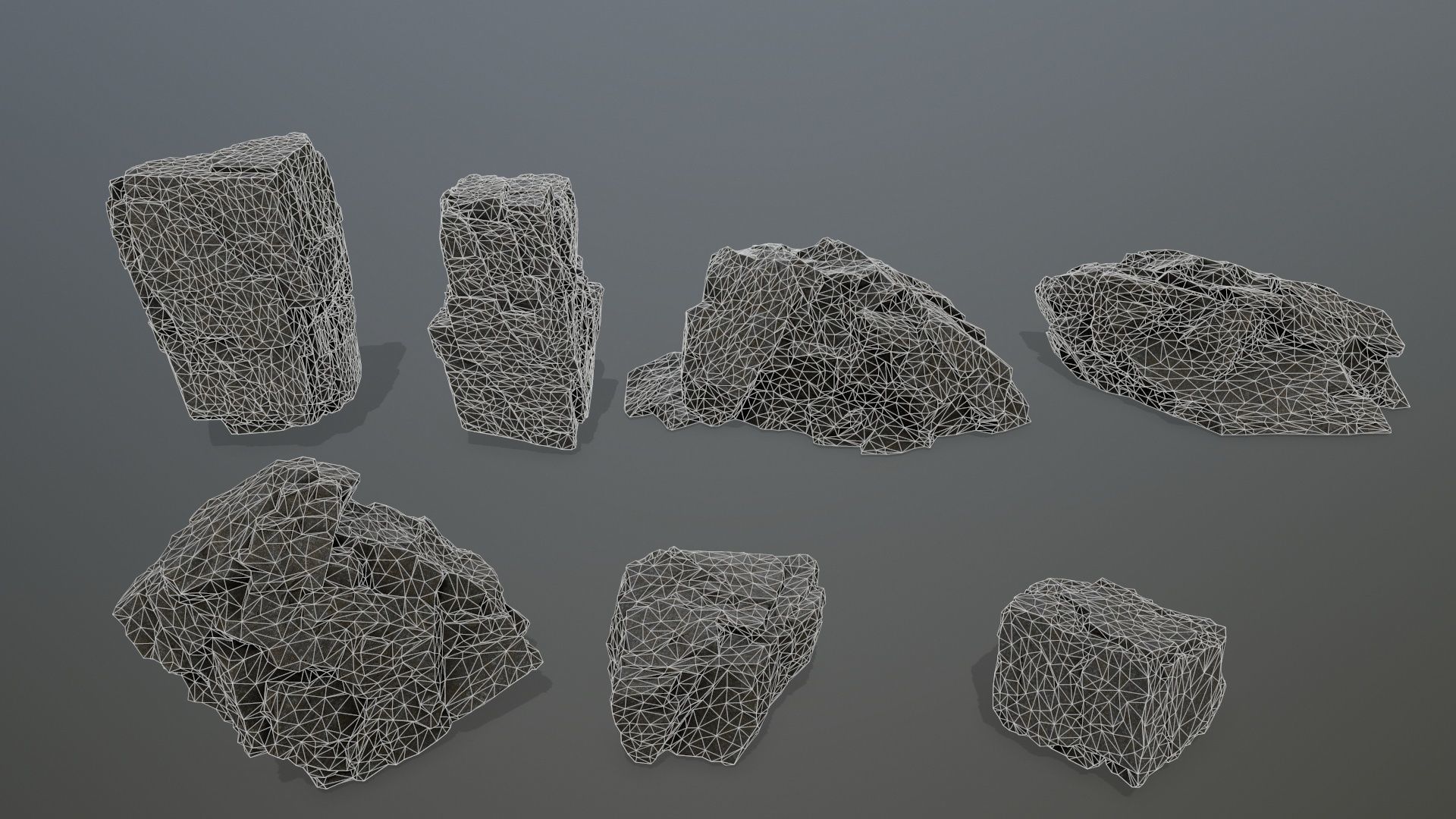 cliff rock set  Low-poly 3D model_16
