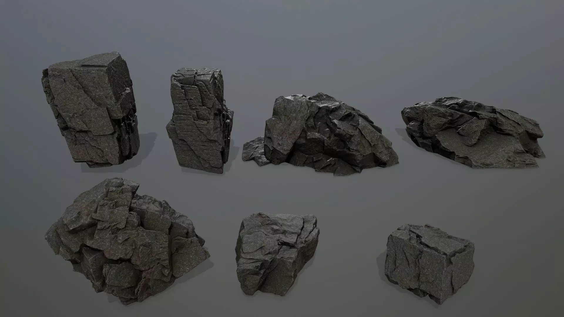 cliff rock set  Low-poly 3D model_0