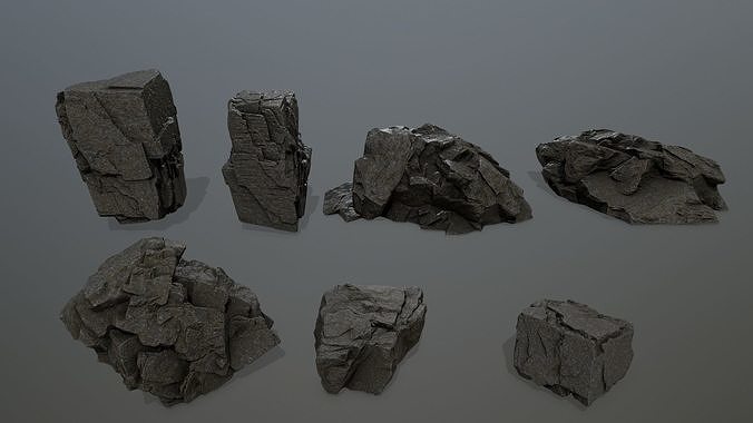 cliff rock set  Low-poly 3D model