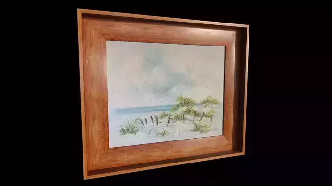 Seagulls Oil Painting 3D model