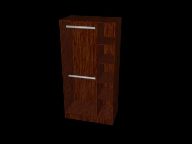 wardrobe wooden cabinet Low-poly 3D model_1