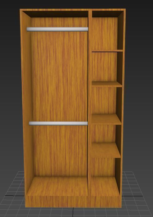 wardrobe wooden cabinet Low-poly 3D model_7