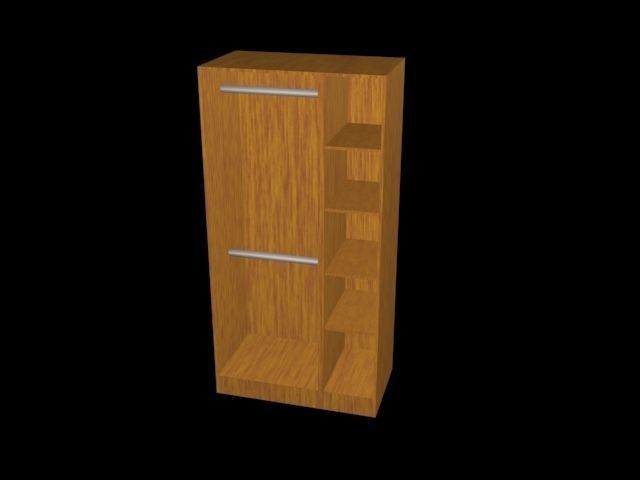 wardrobe wooden cabinet Low-poly 3D model_5