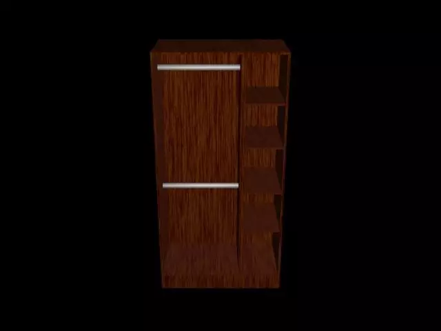 wardrobe wooden cabinet Low-poly 3D model_0