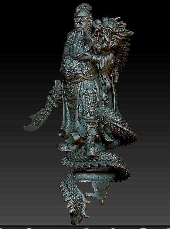 guan Yu and dragon 3D print model_3