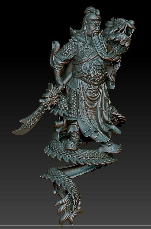 guan Yu and dragon 3D print model_1
