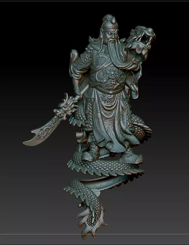 guan Yu and dragon 3D print model_0