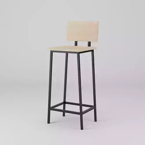 Wood Steel Barstool Low-poly 3D model