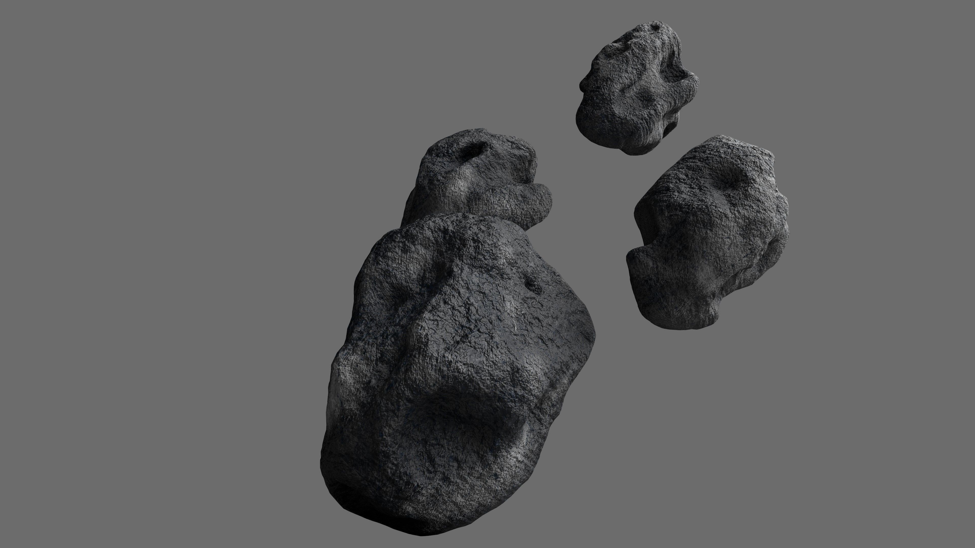 Asteroid rocks Low-poly 3D model_1