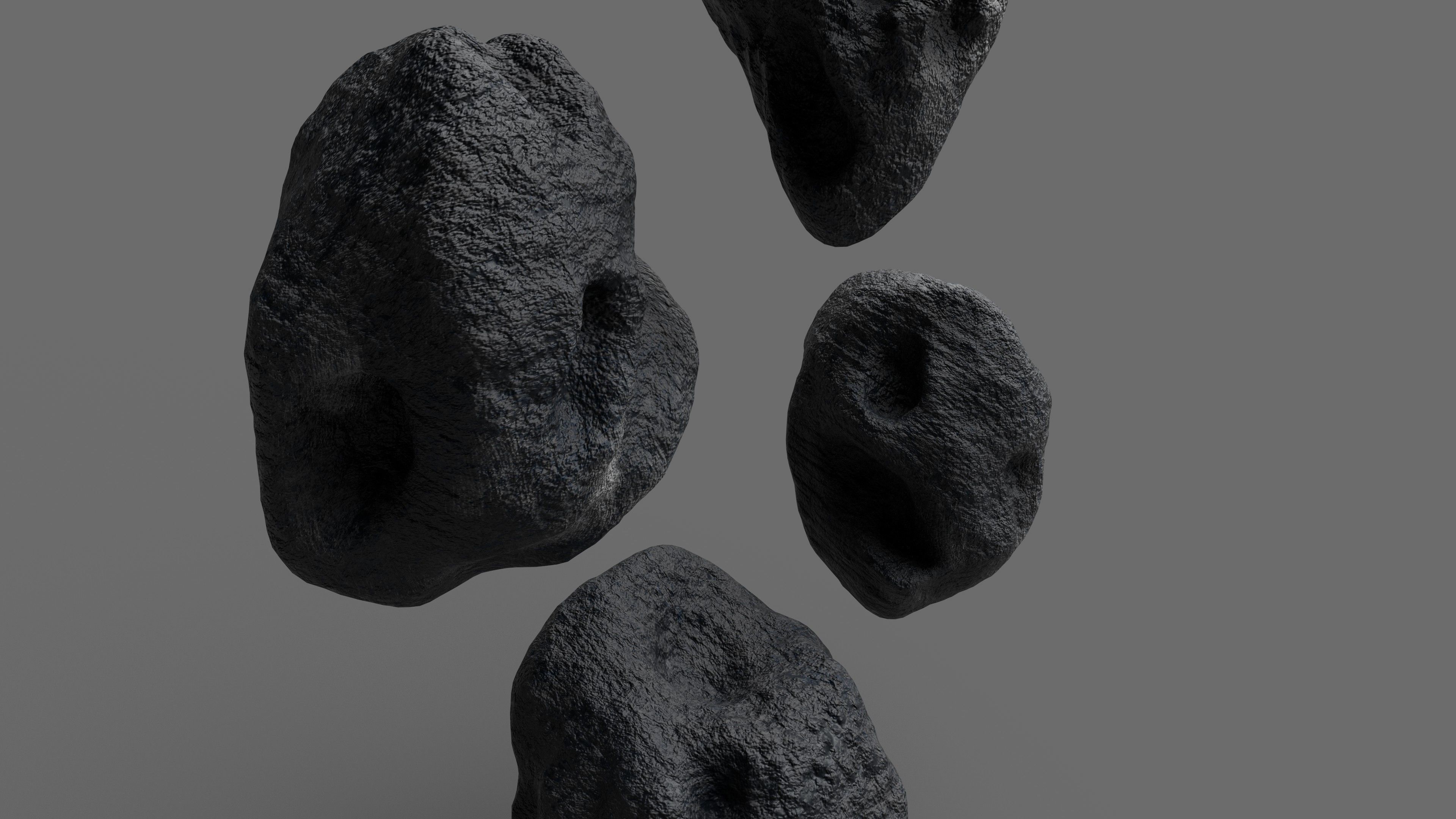 Asteroid rocks Low-poly 3D model_2
