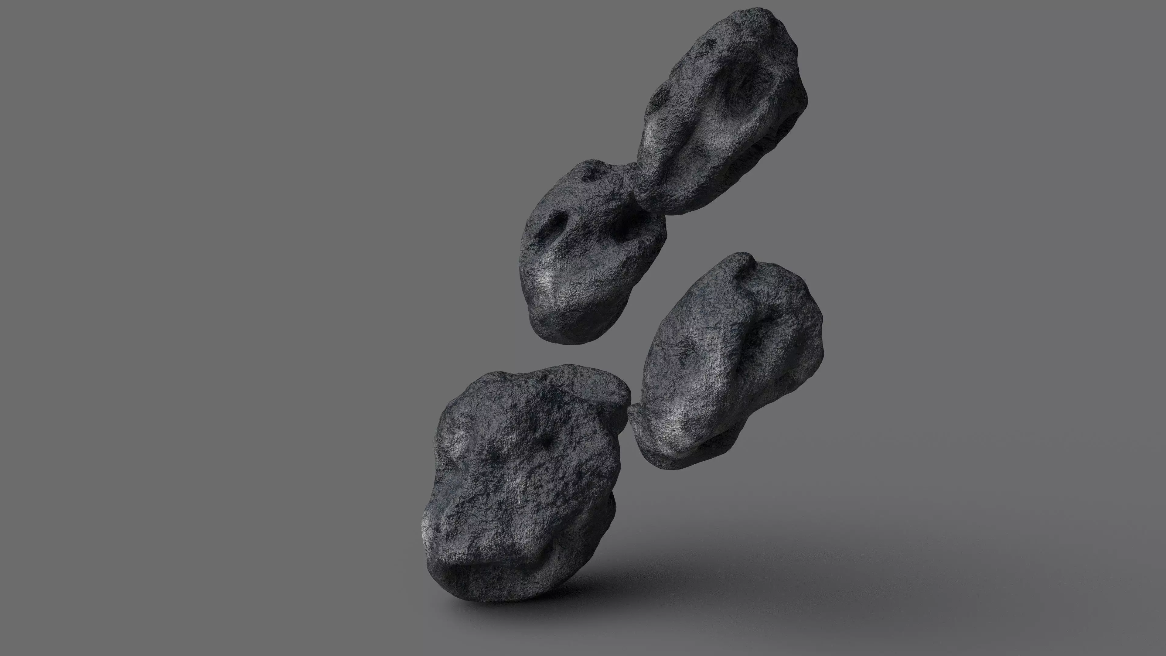 Asteroid rocks Low-poly 3D model_0