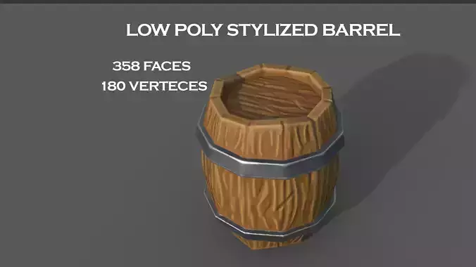Stylized barrel Low-poly 3D model