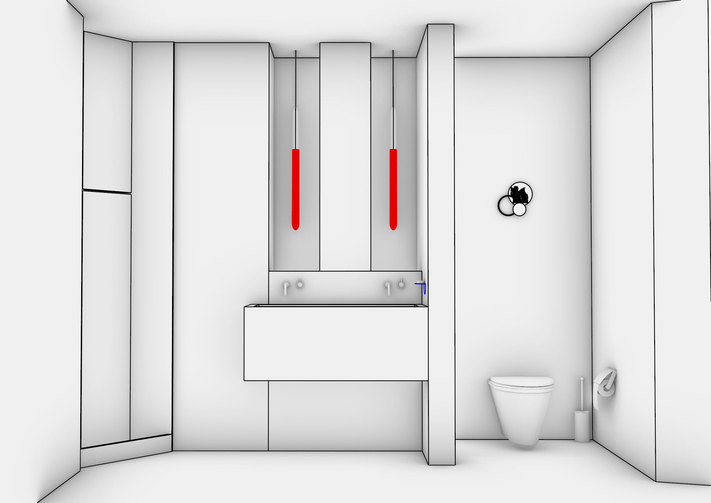 bathroom wooden screen with abstract design 3D model_7