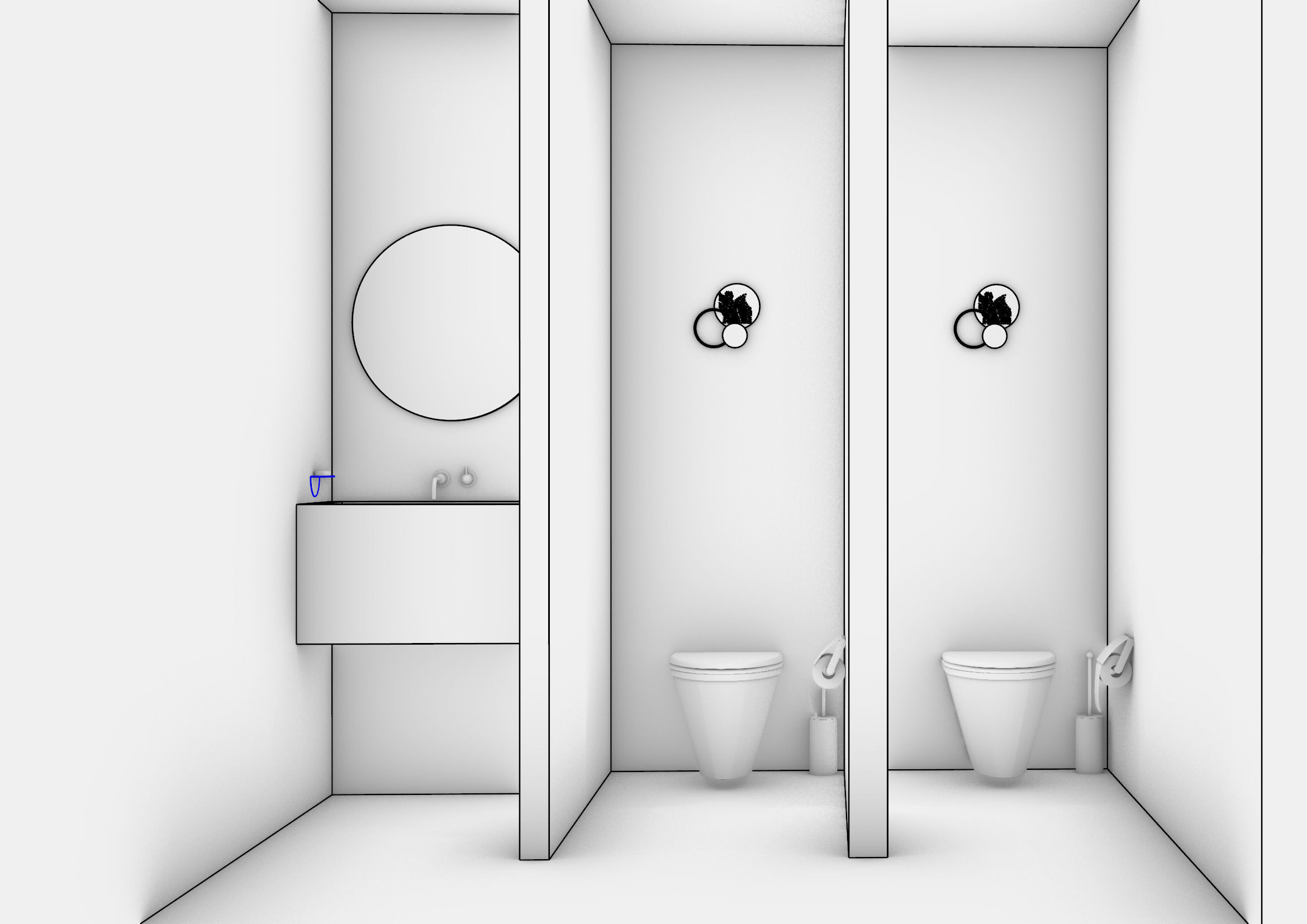 bathroom wooden screen with abstract design 3D model_5