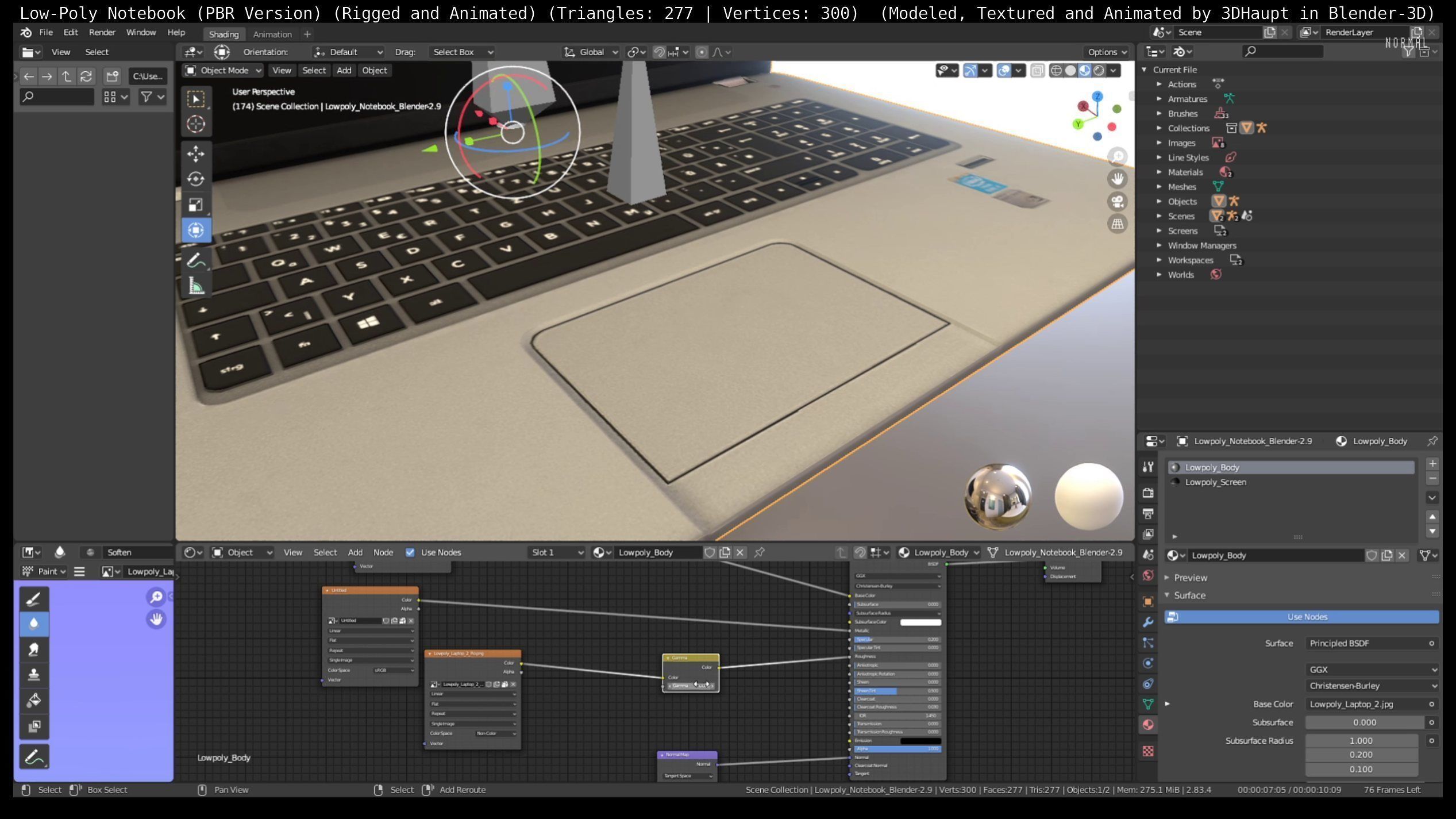 Lowpoly Notebook Blender-29 Version Low-poly 3D model_116