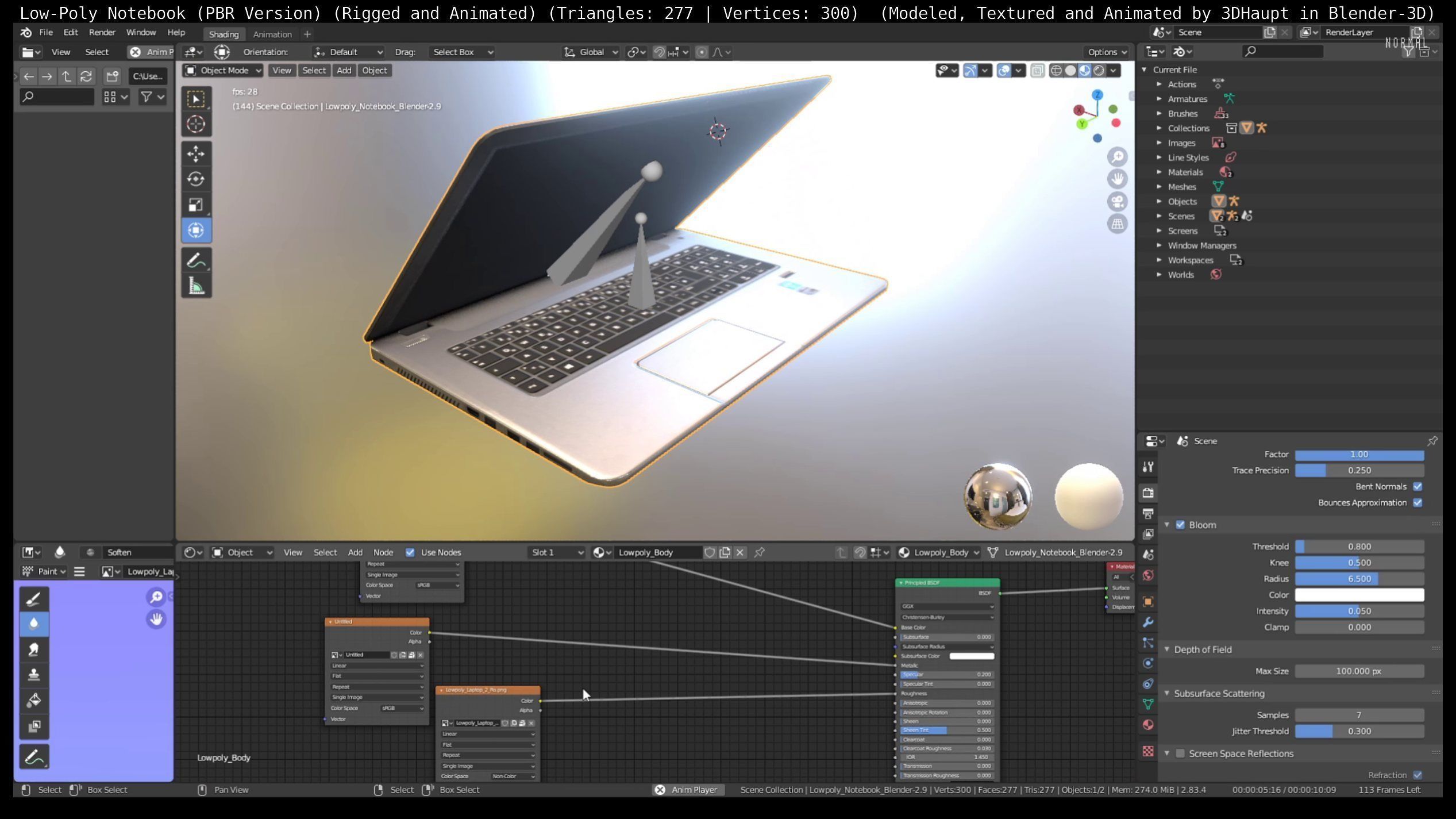 Lowpoly Notebook Blender-29 Version Low-poly 3D model_81