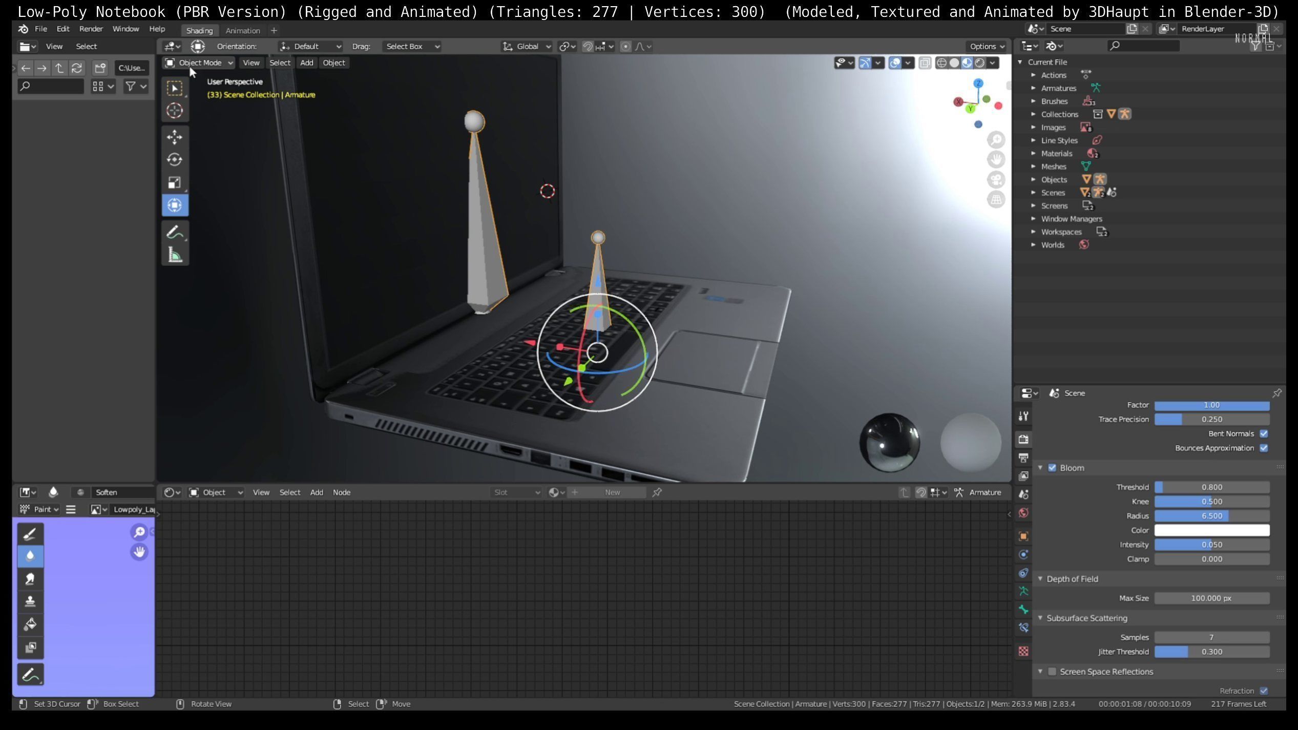 Lowpoly Notebook Blender-29 Version Low-poly 3D model_114
