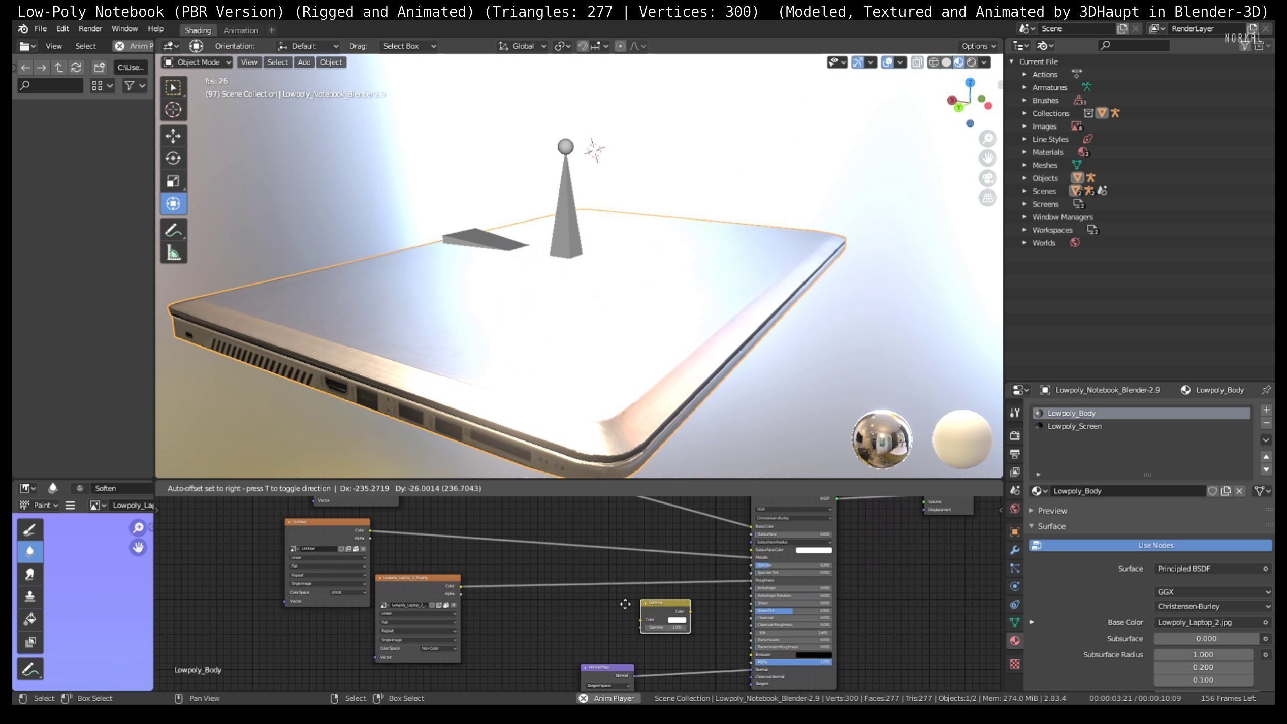 Lowpoly Notebook Blender-29 Version Low-poly 3D model_109