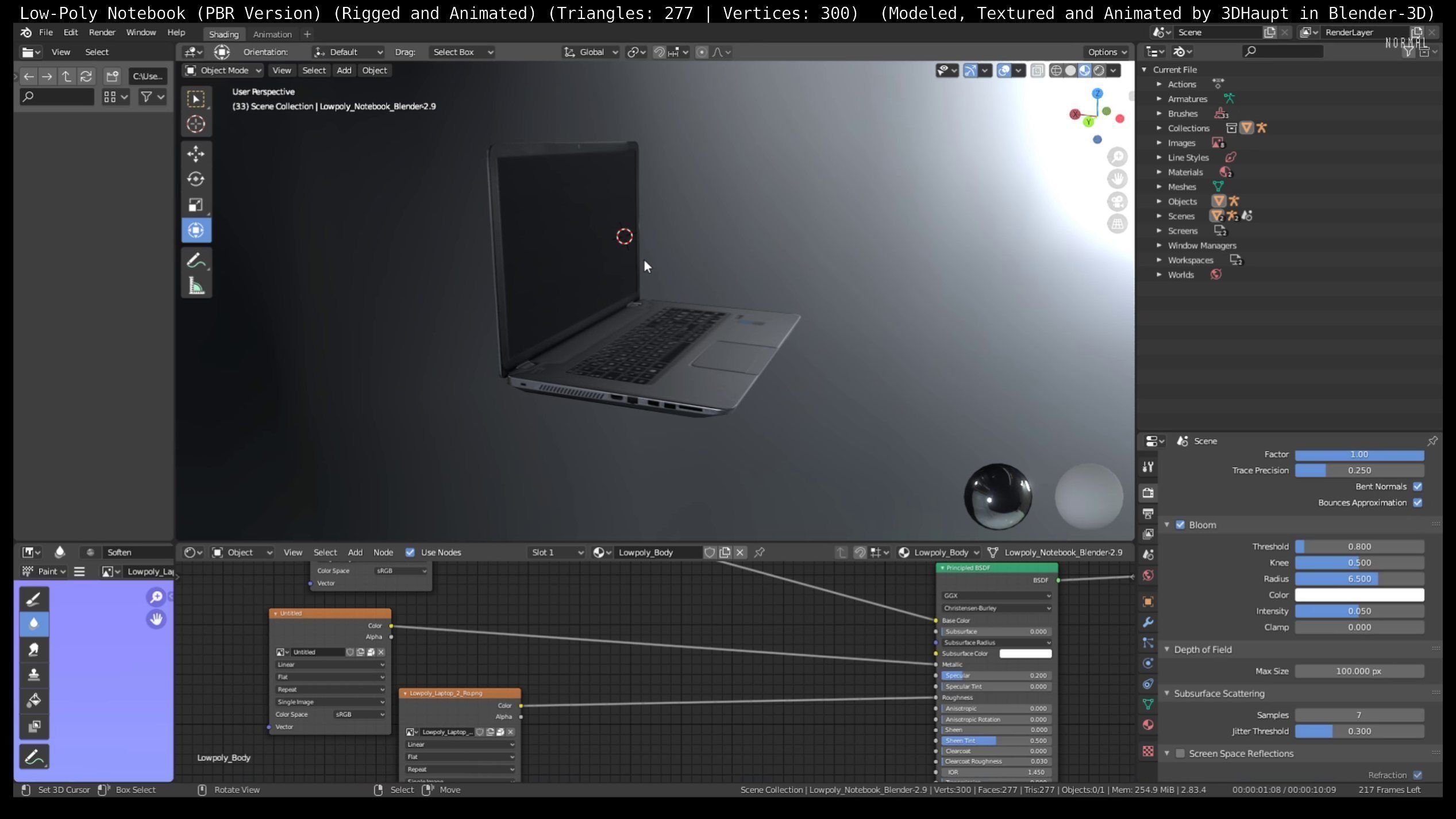 Lowpoly Notebook Blender-29 Version Low-poly 3D model_70