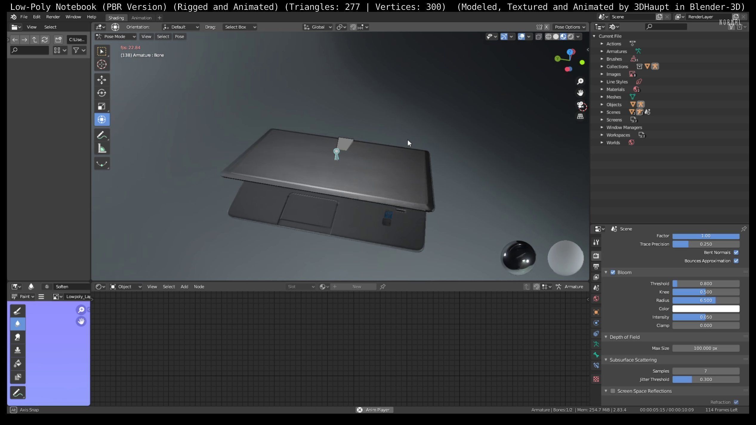 Lowpoly Notebook Blender-29 Version Low-poly 3D model_35