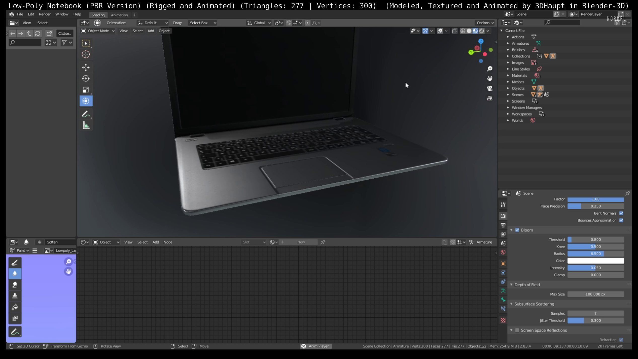 Lowpoly Notebook Blender-29 Version Low-poly 3D model_101